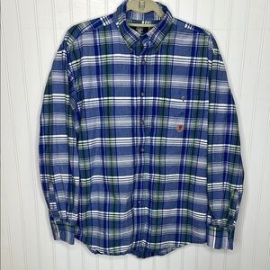 - Wrangler 20X Blue Striped Button Up Shirt Size Large